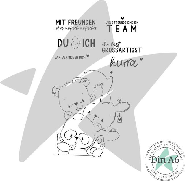Alpaka und Kaninchen Stempel Set 2026 für Scrapbook und DIY Grußkarten in Schwarz - Bild 1