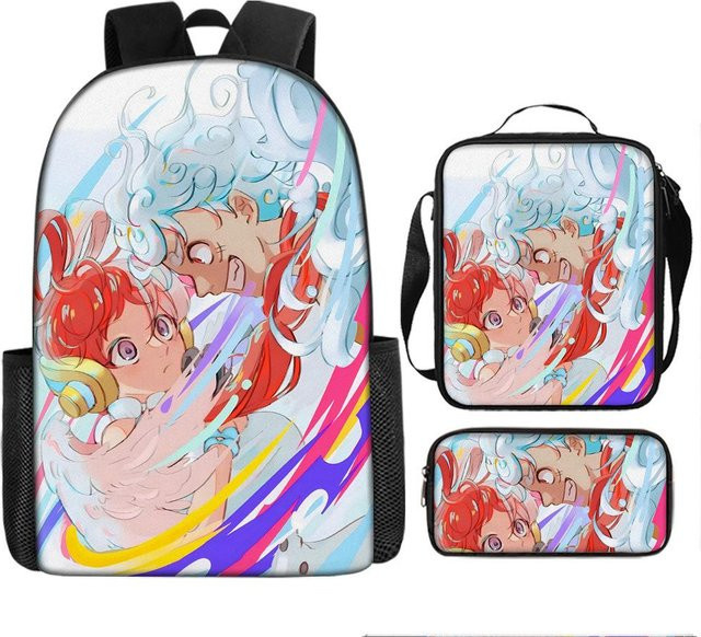 One Piece Schultaschen-Set Luffys Seefahrer-König Design in Multicolour bestehend aus Rucksack und Zubehör - Bild 1
