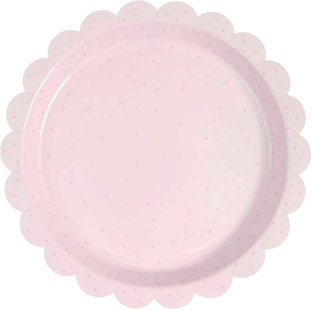 Rico Design Pappteller Punkte mit Wellenrand in Pink, Durchmesser: 23,0 cm - Bild 1
