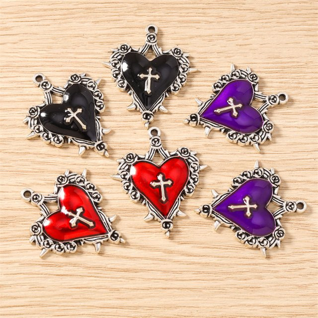 Gritavo Charms-Anhänger, Emaille-Metall, Herz, Messing, Silber, Unisex - Bild 1