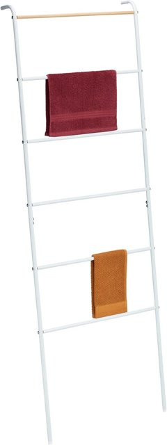 Relaxdays Handtuchleiter aus Metall in Weiß mit 6 Sprossen und Kippschutz, H: 160,5 cm, B: 55,5 cm, T: 10 cm - Bild 1