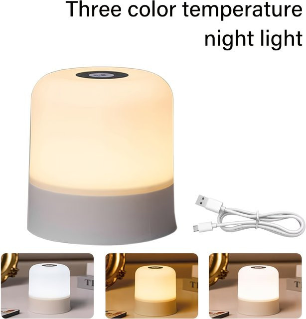 Ouelico LED Nachtlicht mit Fernbedienung und Touch-Sensor, wiederaufladbare Nachttischlampe in Weiß, dimmbar mit 3 Farbmodi für Schlafzimmer und Dekoration - Bild 1
