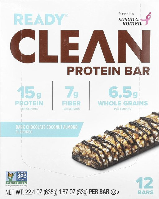 Ready Clean Proteinriegel Zartbitterschokolade Kokosnuss-Mandel 12 x 53 g - Bild 1
