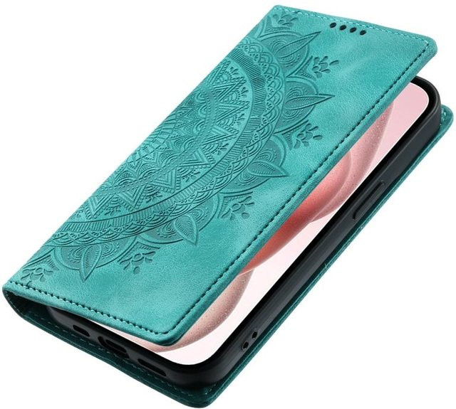 AirGeek Magnetische Lederhülle mit Brieftaschenfunktion und Kartensteckplatz für iPhone 15 14 13 12 11 Pro Max SE Plus in Türkis - Bild 1