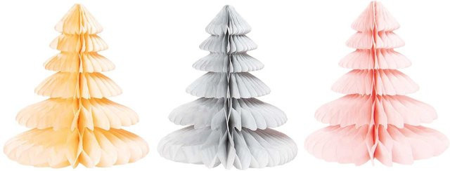 Rico Design Wabenpapier Tannenbäume in Pastell für Weihnachten, 3 Stück, Höhe: 20 cm - Bild 1