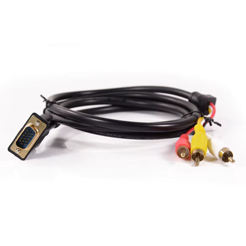 OULLX VGA-zu-3RCA-Konverterkabel in Gold, 1,5 m Länge mit magnetischem Ring für TV, Computer und PC - Bild 2