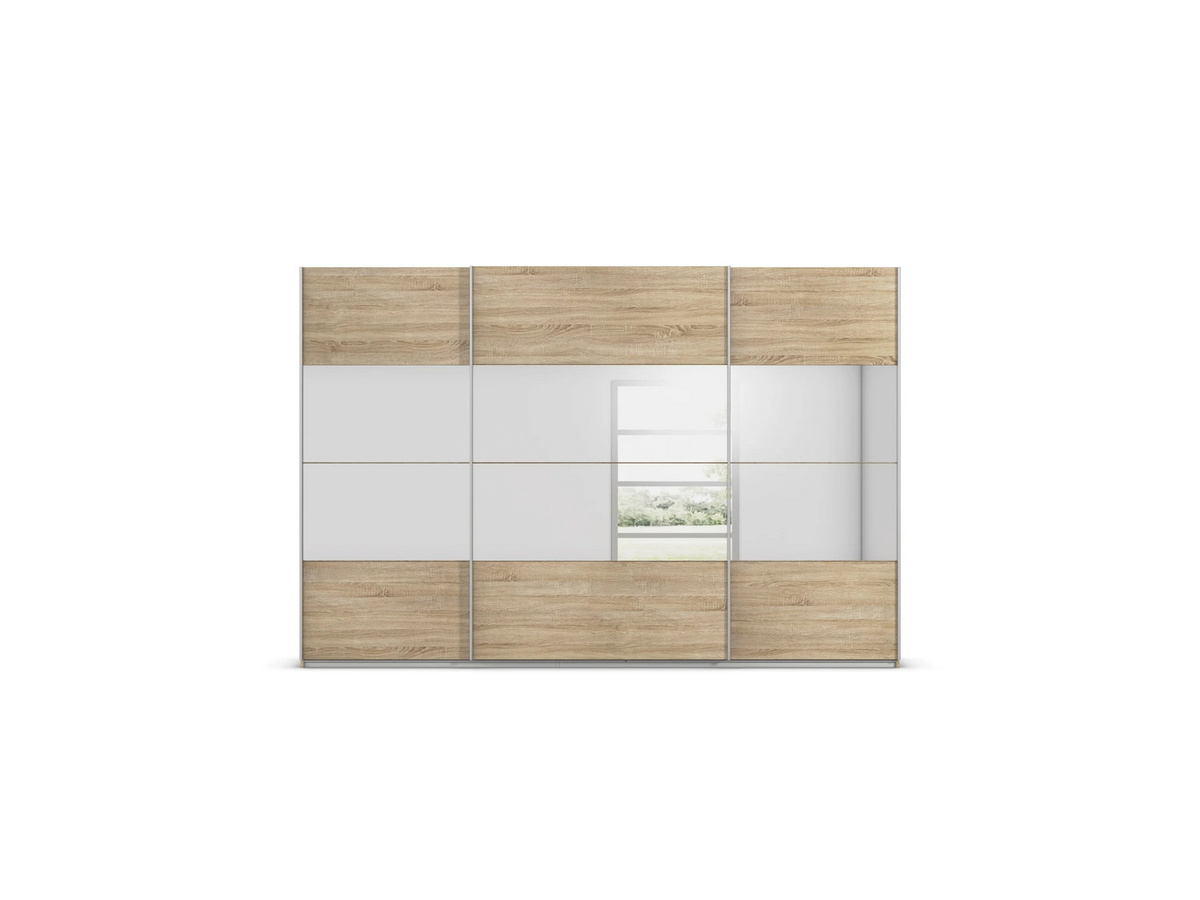 RAUCH Quadra Schwebetürenschrank mit Spiegelelementen in Orange und Eiche, B/H: 315 x 210 cm - Bild 3