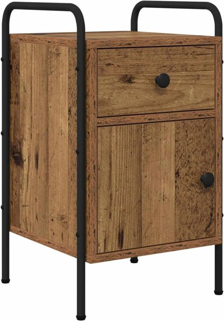 vidaXL Nachttisch im industriellen Design aus Altholz und Stahl, Farbe Braun/Schwarz, B/T/H: 35 x 36,5 x 61 cm - Bild 1