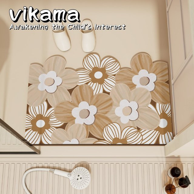 VIKAMA Anti-Rutsch-Badematte mit floralem Design, schnelltrocknend und super saugfähig, B/T: 60 x 40 cm - Bild 1