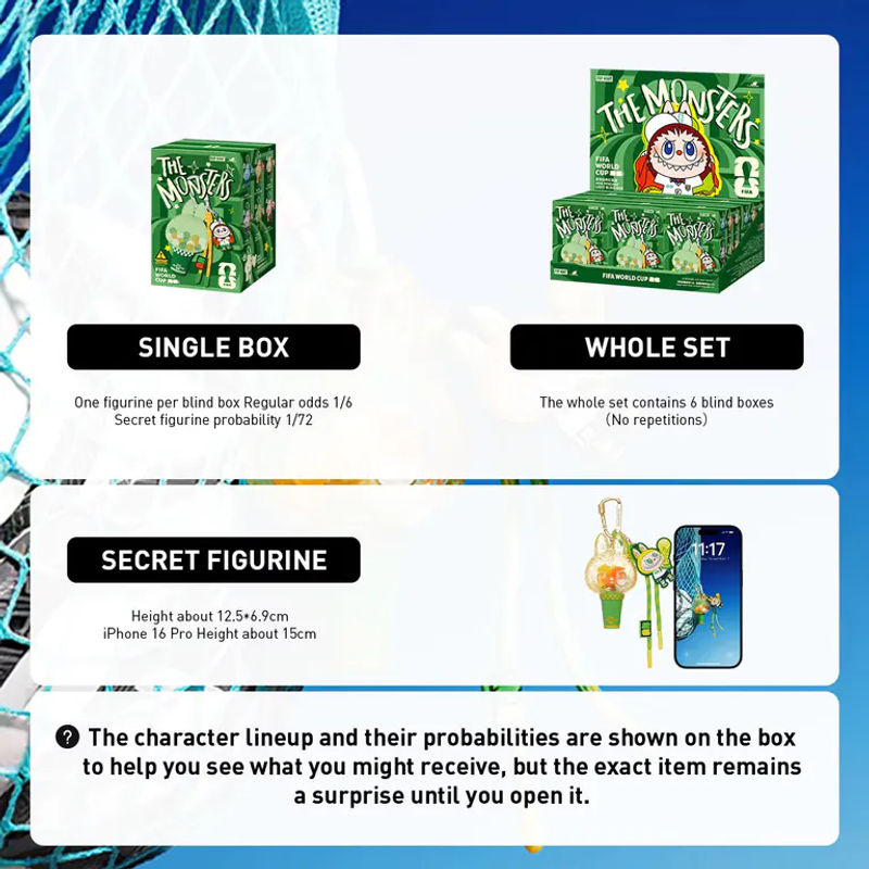 POP MART THE MONSTERS x FIFA SERIES Mini-Anhängerfigur Blind Box Sammelfigur aus Kunststoff in Mehrfarbig - Bild 4