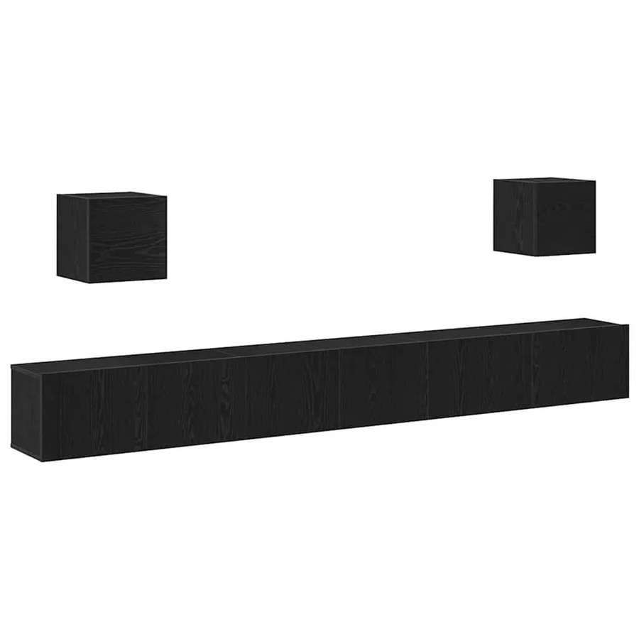 7-teiliges vidaXL TV-Schrankset modern in Schwarz und Eichen-Optik, B/T/H: 100 x 30 x 30 cm - Bild 2