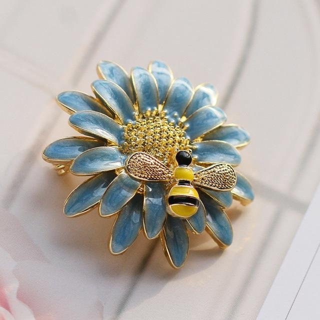 YIRAN Jewelry Brosche, Bunte Biene, Gänseblümchen, Sonnenblumen, Damen - Bild 1