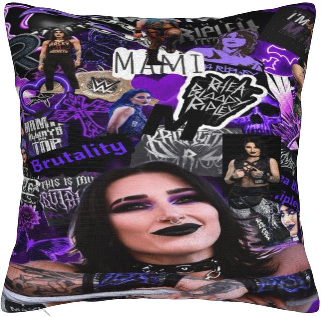 Rhea Ripley Wrestler Kissenbezug Multicolor, weich und dekorativ mit Reißverschluss, B/H: 50 x 50 cm - Bild 1