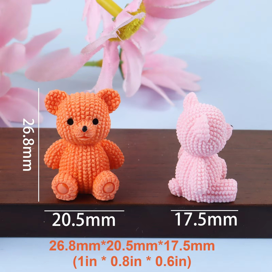 3 Stück DUTRIEUX Cartoon-Bären-Anhänger aus Kunststoff in Braun als 3D-DIY-Mini-Figuren zum Basteln und Dekorieren - Bild 2