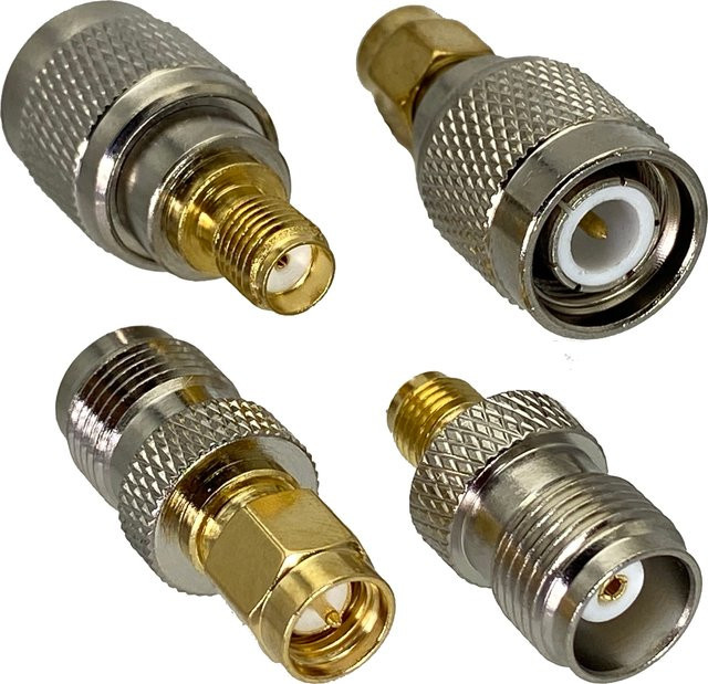 SMA auf TNC Adapter Set mit Stecker und Buchse gerade RF Koaxial 50ohm in Silber - Bild 1