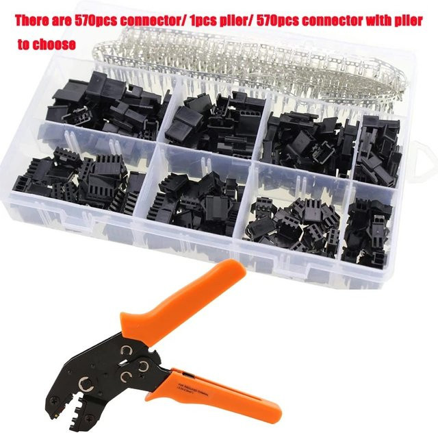 570 Stück JST 2,54mm SM Wasserdichte Drahtstecker Set mit männlichen und weiblichen Gehäusen und Terminals in Schwarz - Bild 1