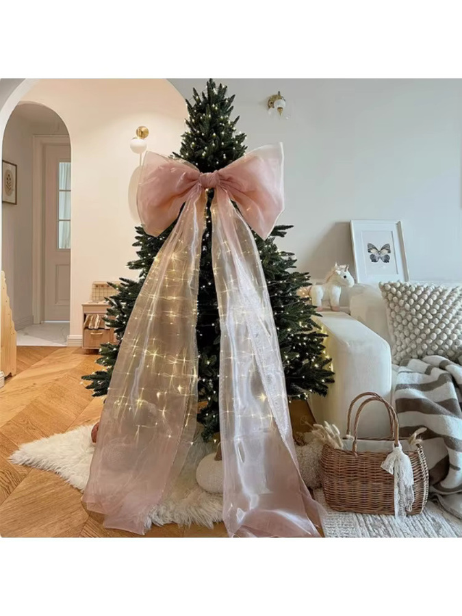 Navida Organza-Schleife als Weihnachtsanhänger für Weihnachtsbaum und Party-Dekoration in Weiß und Pink - Bild 5