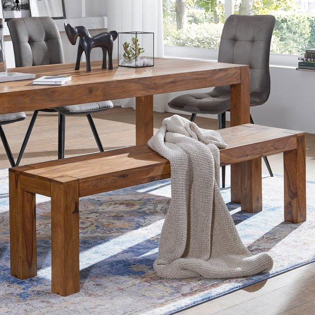 FineBuy Esszimmer Sitzbank aus Sheesham Massivholz, Braun, Breite: 180 cm, Tiefe: 35 cm - Bild 1