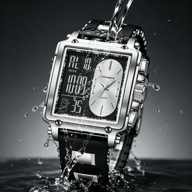 LIGE Digitaluhr, Chronograph, Quarz, eckig, orange, Herren - Bild 1