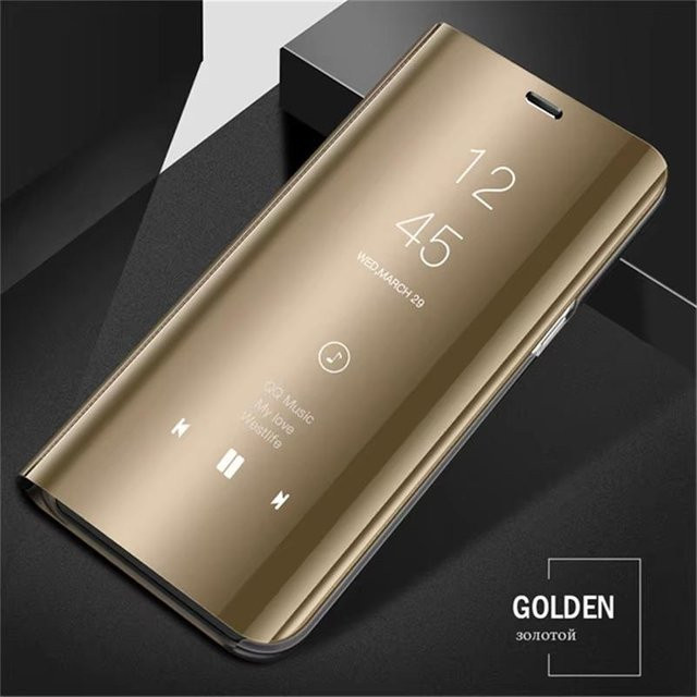 Luxus Spiegelflip Case Lederhülle für Samsung Galaxy S26 S25 S24 S23 S22 S21 S20 FE Ultra Plus Note 20 Ultra A56 A55 A54 A36 A34 A26 A17 A16 A07 A52S 5G in Gold - Bild 1