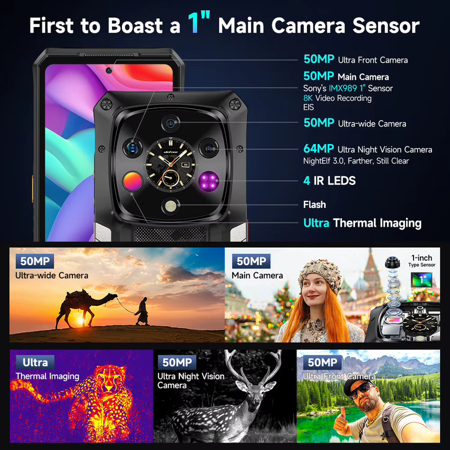 Ulefone Armor 28 Ultra T 5G Robustes Android Smartphone in Schwarz mit 1TB ROM, 32GB RAM, 6,67 Zoll AMOLED Display und Dimensity 9300+ Prozessor - Bild 5