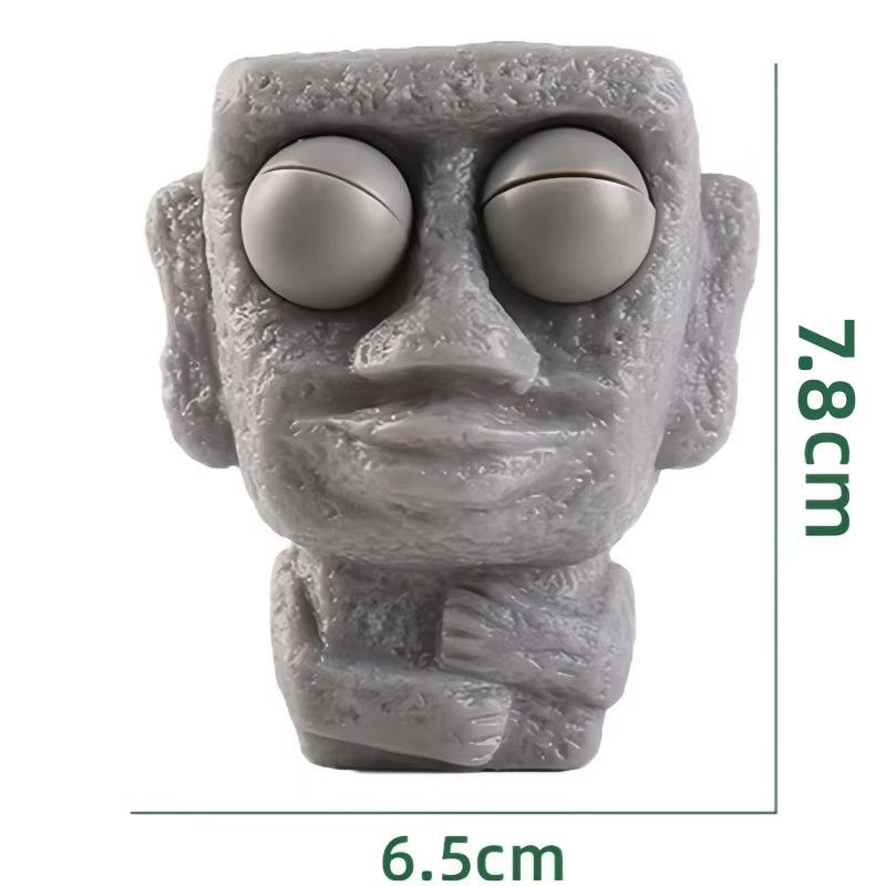 Soulbao Moai Stressspielzeug Squeeze Moving Eyes Steinfigur in Grau für Kinder und Erwachsene - Bild 5