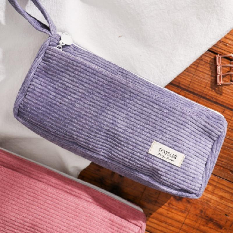 Koreanische Cord Kosmetik Tasche als tragbarer Make-Up Organizer und Kulturbeutel für Damen in Rot - Bild 2
