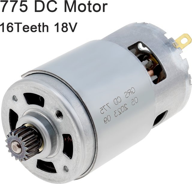 Makita Ersatz-Mikromotor 775 Gleichstrommotor 18 V mit 16 Zähnen in Silber für Schlagbohrmaschinen und Bohrgetriebe - Bild 1