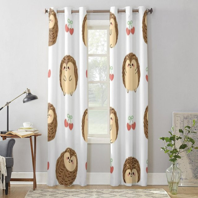 Dekorative Igel mit Herz-Motiv Fenstervorhänge in Weiß, Breite: 135 cm, Höhe: 60 cm - Bild 1