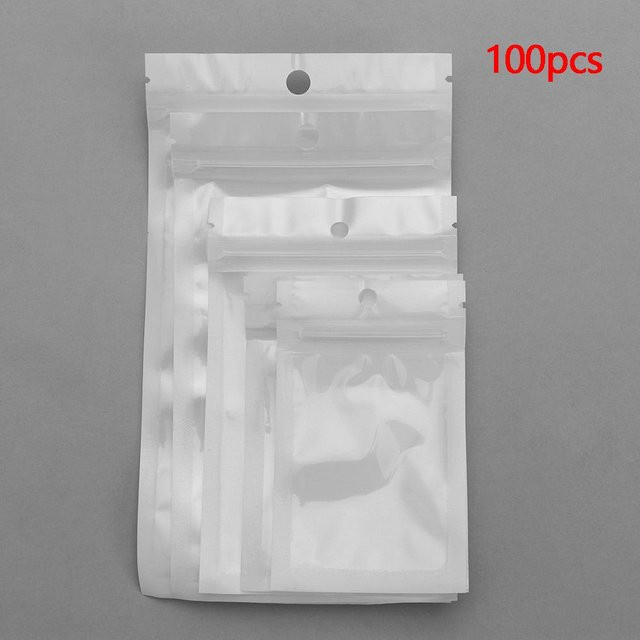 100 Stück Kunststoff Polybeutel mit Reißverschluss und Hängeloch in Weiß oder Transparent zur Aufbewahrung und Einzelhandelverpackung - Bild 1