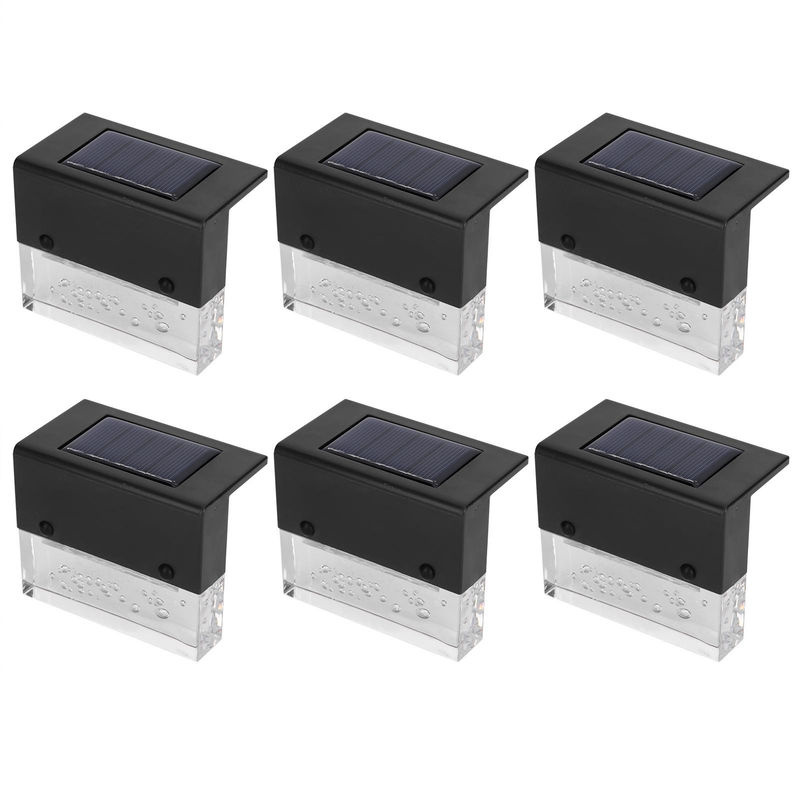 6er Set TOMTOP JMS Solar LED Stufenleuchten mit Farbwechsel RGBW in Schwarz für Garten Balkon Terrasse und Treppe, IP55 wasserdicht - Bild 4