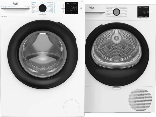 Beko Waschmaschinen Set BM3WFU3841X und BM3T38220X in Weiß und Silber, Freistehend, Frontlader - Bild 1
