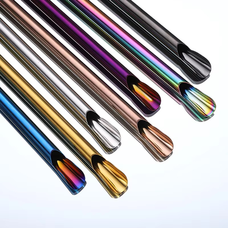 JANKNG 4-teiliges Edelstahl-Strohhalm-Set in Silber und Multicolour, wiederverwendbar für Bubble Tea und Milchshakes, inklusive Reinigungsbürste, Rührstab und Smoothie-Löffel-Strohhalm - Bild 6