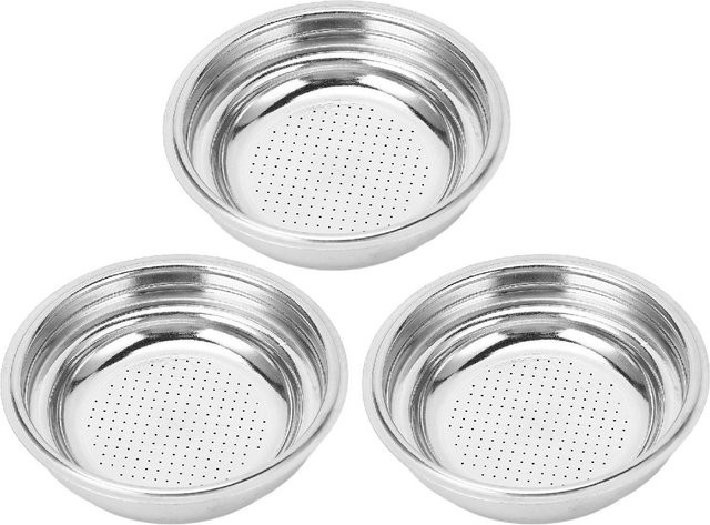 3-teiliges CosyHome Edelstahl Kaffeefilter-Set mit 51 mm Druckfilterkorb und feinem Sieb in Weiß und Silber - Bild 1