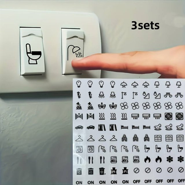 3 Sets transparente Lichtschalter-Etikettenaufkleber aus Kunststoff, wasserdichte Schalter-Panel-Etiketten für Zuhause, Büro und Küche - Bild 1