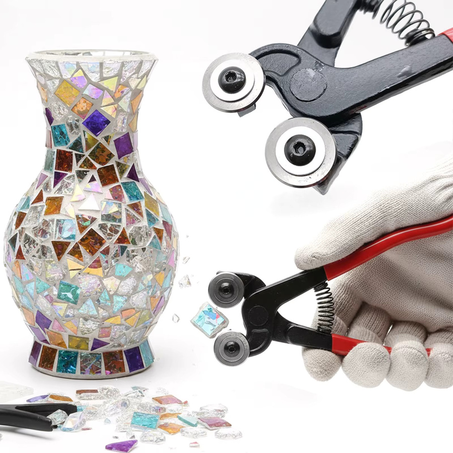 Alloet Glasfliesenzange in Rot mit weichem Gummigriff und Rollen für Glasmosaik und Keramikfliesen, 8 Zoll - Bild 3