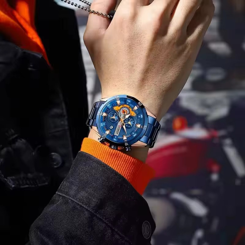 CURREN Chronograph Armbanduhr Edelstahl, Quarz, Silber, Herren - Bild 4