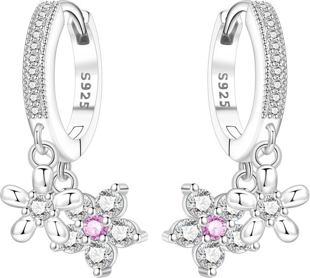 PANPOKI Ohrringe, 925 Silber, rosa Blumen, Damen - Bild 1