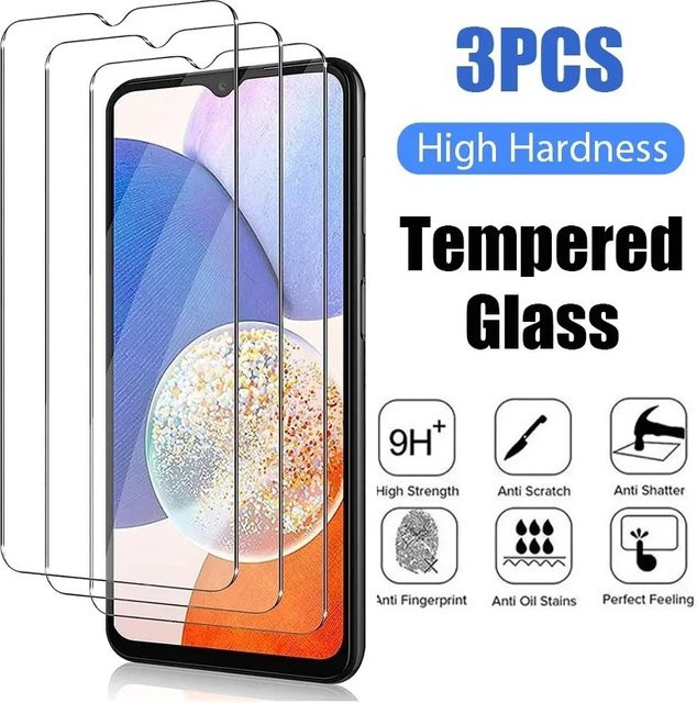 3-teiliges gehärtetes Glas Displayschutz-Set für Samsung Galaxy A-Serie (A73, A53, A32, A33, A22, A52S, A13, A14 5G, A51, A70, A50, A71, A72, A03, A04, A12) in Transparent - Bild 1