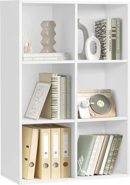 Vasagle Bücherregal mit 6 Fächern in Weiß, H x B x T: 97,5 x 65,5 x 30 cm - Bild 1