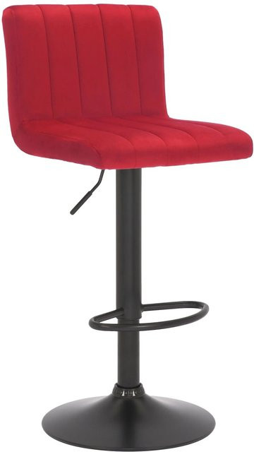 DELUKE Barhocker NUBEL Barstuhl aus Samt in Rot mit Lehne, höhenverstellbar und drehbar, B/T/H: 41 x 49 x 87 cm - Bild 1