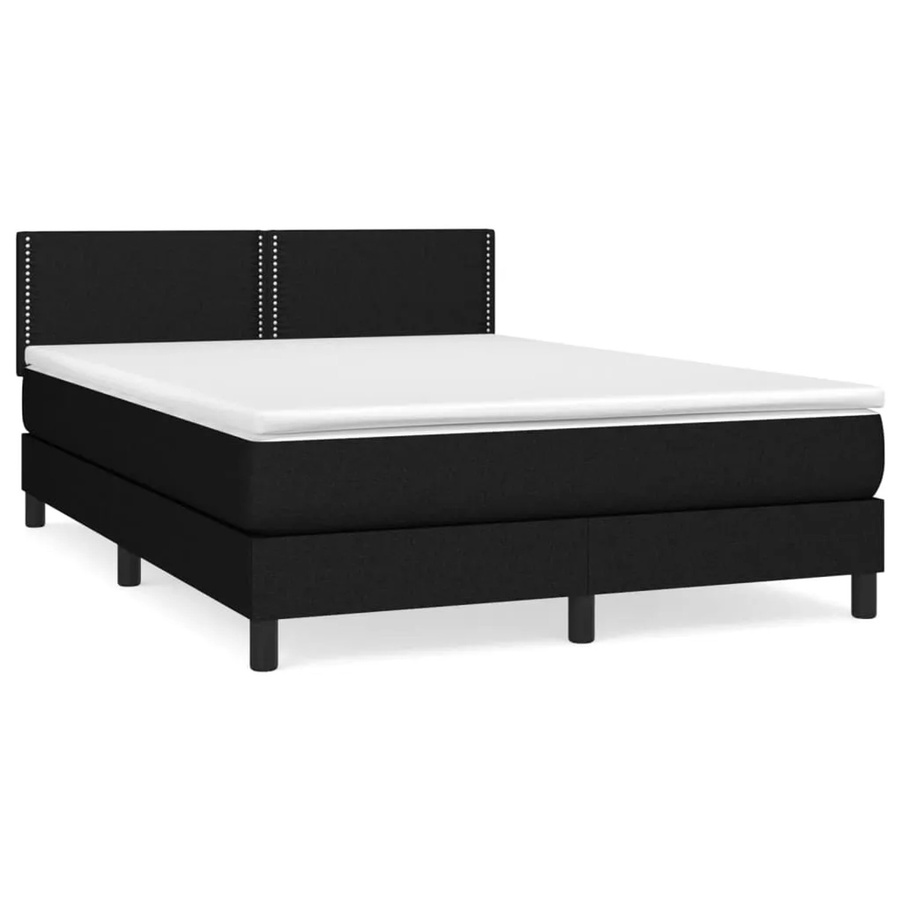 vidaXL Boxspringbett mit Matratze Schwarz, Hybridbett mit Taschenfederkern, B/T/H: 140 x 200 x 88 cm - Bild 2