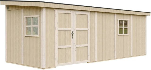 Timbela Premium-Schuppen M941B Lean-to in Beige Braun mit 14,3 m² Stellfläche - Bild 1