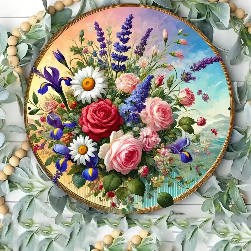 Potdemiel Vintage Wandkunst aus Metall mit floralem Design in Pink und Multicolour, Durchmesser: 20,3 cm - Bild 2