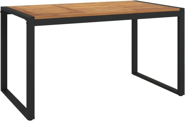 vidaXL Gartentisch aus Massivholz Akazie in Braun mit Beinen in U-Form im industriellen Look B/T/H: 140 x 80 x 75 cm - Bild 1