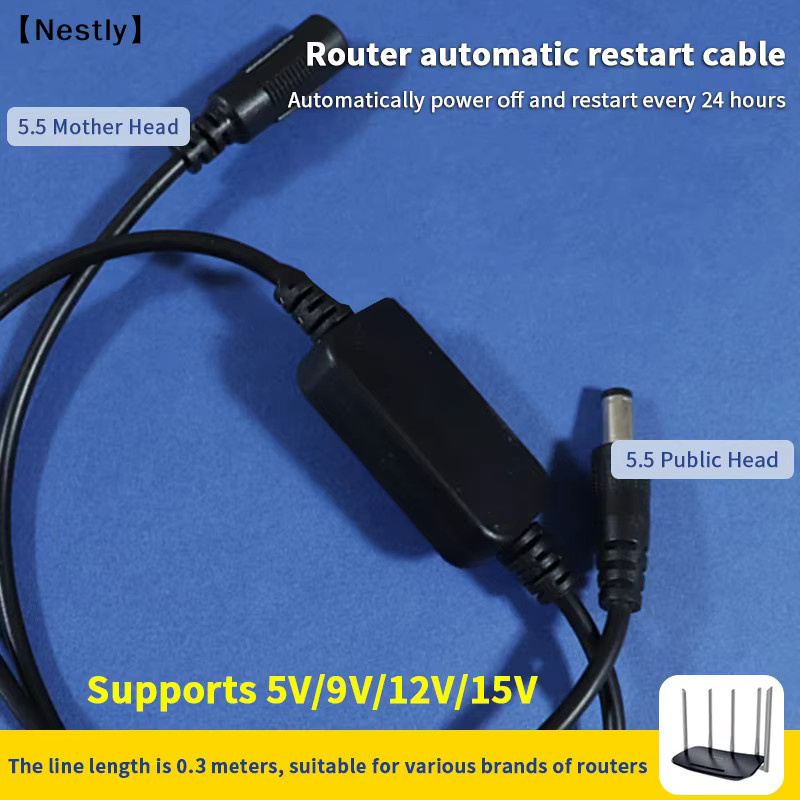 Automatisches Netzteilungs- und Reset-Modul für DC 5V-15V Router und WLAN-Router mit Zeitsteuerung in Schwarz - Bild 2