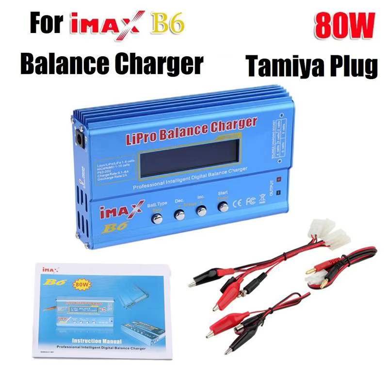 SODIAL Digitales Ladegerät für IMAX B6 80W mit Tamiya-Kabel für LiPo, NiMH, Li-Ni-Cd Akkus in Blau - Bild 3