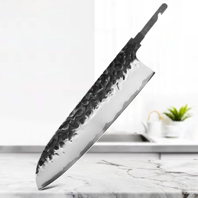 DASHWAY Santoku Kochmesser Blanko Klinge aus geschmiedetem Verbundstahl in Silber, 19,05 cm - Bild 1