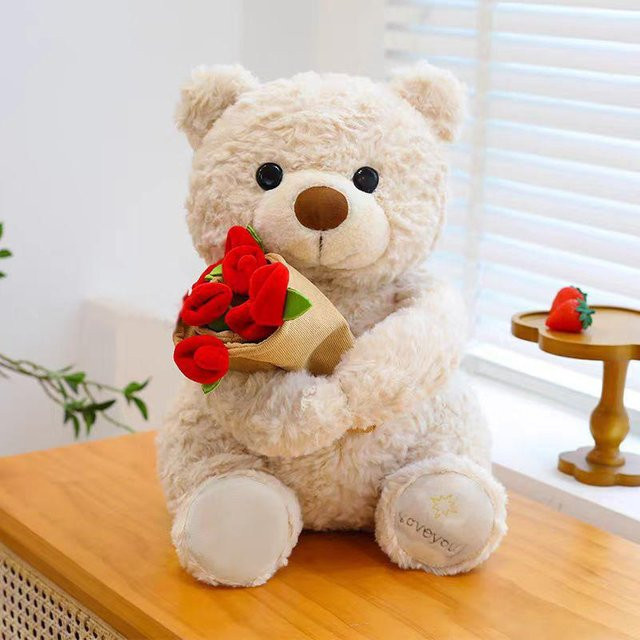 Teddybär mit Rosen, Plüschtier, ab 3 Jahren - Bild 1