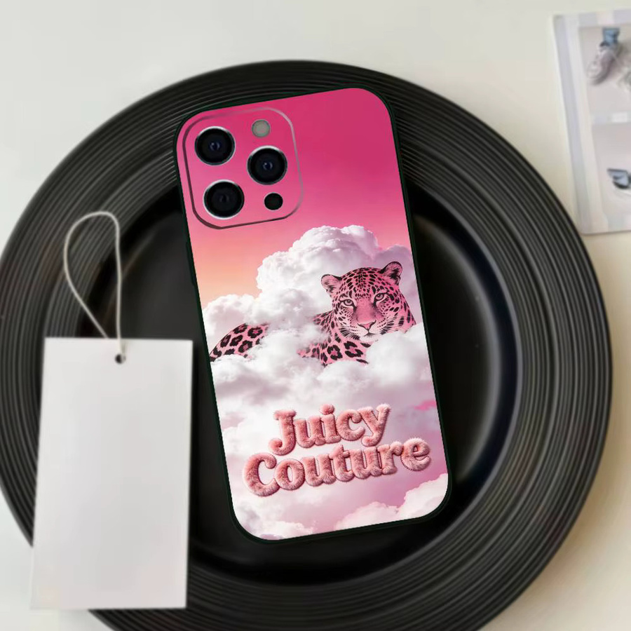 J-Juicy Couture Handyhülle Pink Art Softcase aus schwarzem Silikon für iPhone 17, 16, 15, 14, 13, 12, 11 und Modelle wie Pro, Max, Plus, XS - Bild 1